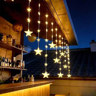 1 st 120 LED soldrivna gardinljusslingor - Vattentäta stjärnljusslingor, 8 ljuslägen för fönster, trädgård, Ramadan och festdekoration