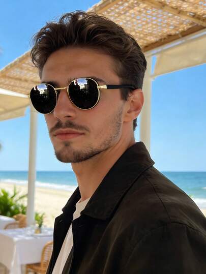 复古休闲圆形镜框时尚眼镜，女士塑料经典户外旅行海滩度假休闲装饰日常佩戴夏季時尚眼鏡，男女通用