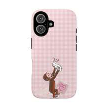 Pink Curious Monkey & Bunny  Case – Cute Aesthetic Love Design Phone Cover For  15 14 13 12 11 Pro Max Plus SE - 1 - View 2