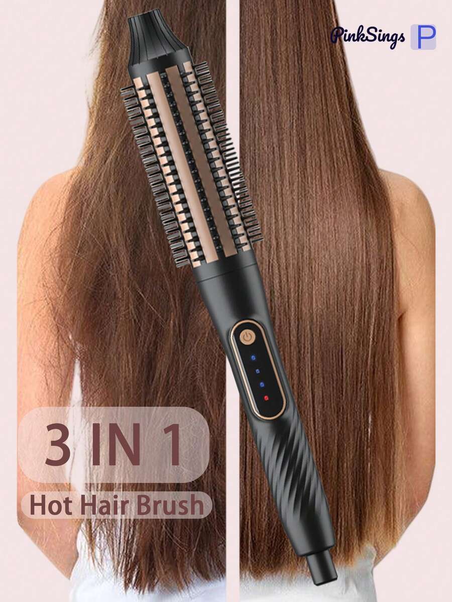 PinkSings Bàn chải tạo kiểu tóc bằng khí nóng gốm 38mm, răng có thể thu vào, nhiệt độ điều chỉnh được, tự động tắt, thích hợp để tạo kiểu tóc phồng cho tóc ngắn và trung bình.