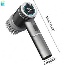 DONGKER Electric Spin Scrubber,3 Speeds Adjustment Handheld Electric Scrubber With 5 Replaceable Brush Heads For Floor Tub Tile Kitchen Car - 白色 - 查看 4
