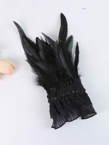 Faux Feather Decorative Gloves Carnival Party Costume Accessories Masquerade Show, Festival Party Dance Performance Costume Accessories - A - View 3