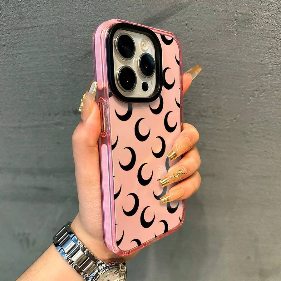 High Quality Protection Mobile Phone Shell, Soft To The Touch, It Is The Best Choice For Birthday Gifts For Teen Boys And Girls, Accurately Adapted To Phone 11, 12, 13, 14 And 15 Pro Max, 16plus 17 Pro Max 17 Air 17Pro, MD Symphony New Moon Password Printing Phone Case - 粉色 - 查看 1