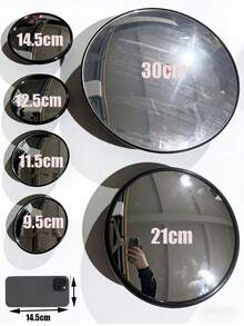 Round Wall-Mounted Decorative Corner Mirror - Full Length Horizontal Wall-Mounted Mirror, Plastic Frame, No Power Required | Home Decor Accessory, Portable Mirror, Suitable For Living Room, Bedroom, Hallway, Bathroom, Dressing Room, Room Decoration.