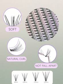 240 pezzi/12 file, ciglie finte individuali da 11-14mm C/CC/D/DD 0,07mm ultra leggere e sottili, ciglie naturali e voluminose, strumenti di makeup per principianti, regalo per donne e ragazze, adatto per uso domestico o da viaggio - nero - Visualizzare 9