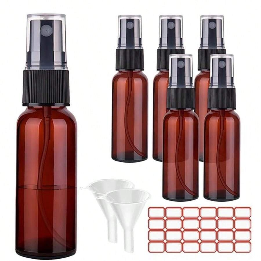 XGJTriko Paquete de 6 Mini Botas de aje 50 ml Frascos para aje Envases para Perfume Atizador de Plástico Áar a Prueba de Fugas Travel Kit con Eudos y 24 Etiqus - como en la foto - Ver 1