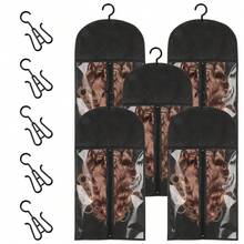10 Pack Hair Extension Holder With Hanger, Wig Storage Bags With Zip, Dust-Proof Storage Organizer For Multiple Wigs, Portable Non-Woven Transparent Dust Cover For Wigs & Accessories Home Salon Travel Use (Black) - Black - View 2