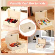 6Pcs Small Wooden Boxes For Crafts Unfinished Wood Box With Lids Mini Treasure Chest Small Craft Box Jewelry DIY Mini Craft Boxes To Paint For Adults Classroom Party Handmade 6X 3.8 X 2.5in - Medium - View 7