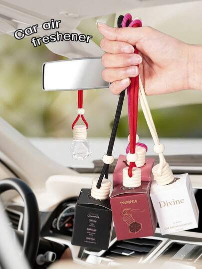 1个8毫升无焰精油香薰吊坠，可爱精油扩香器，适用于汽车、卧室、浴室，持久留香，去除异味