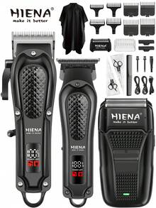 HIENA 3pcs/2pcs/1pc Multi-Functional Household Hair Tools, Mini Barber Supplies, Adjustable Cordless Hair Clippers For Men, Portable Beard Trimmers Electric Shavers, USB Charging & ABS Body, Father's Day/Christmas Men's Gifts