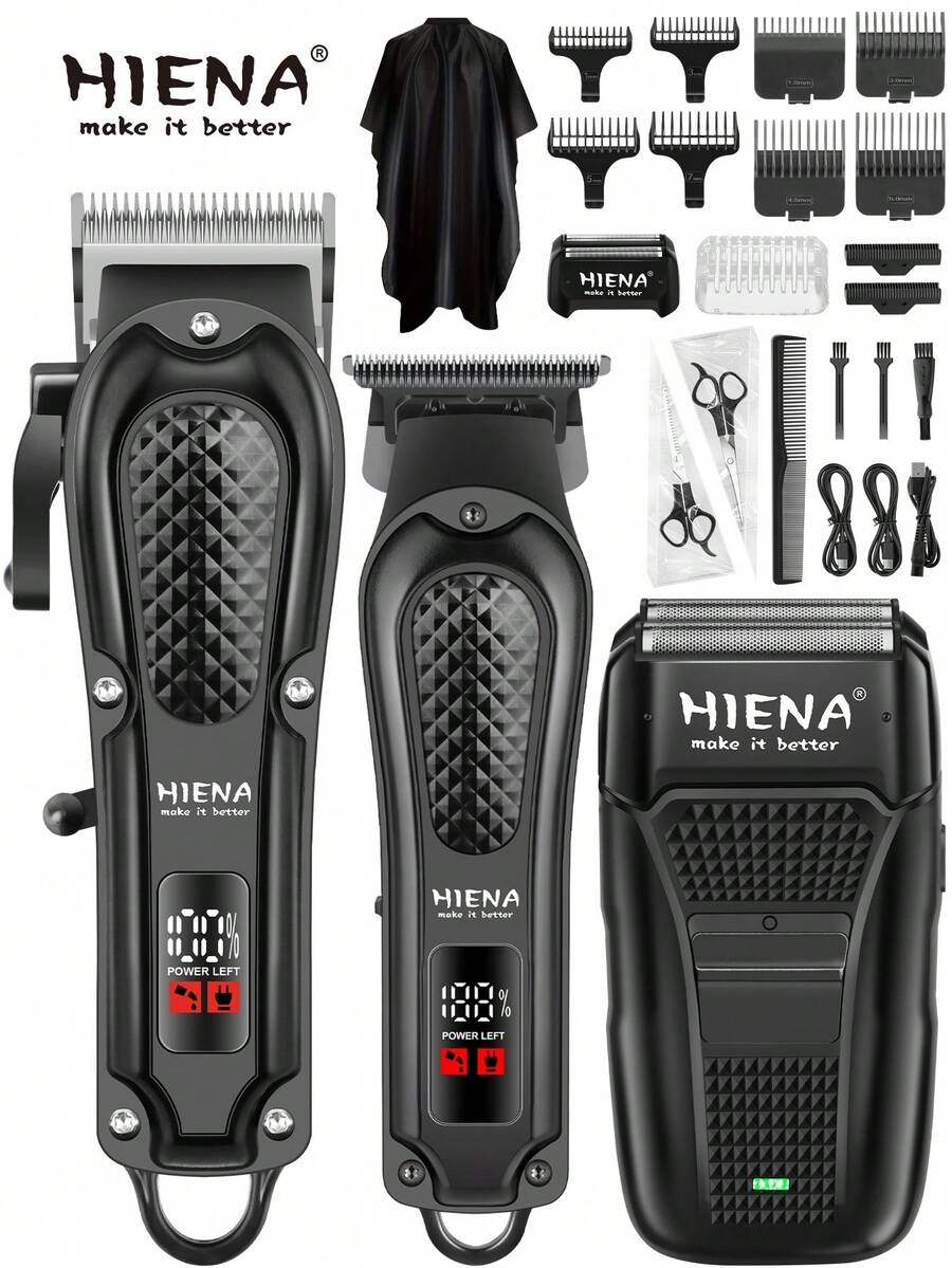 HIENA 3pcs/2pcs/1pc Multi-Functional Household Hair Tools, Mini Barber Supplies, Adjustable Cordless Hair Clippers For Men, Portable Beard Trimmers Electric Shavers, USB Charging & ABS Body, Father's Day/Christmas Men's Gifts