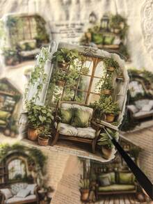 10pcs/1pack Aesthetics PET Stickers Set For Art Collage Album DIY Vintage Stationery Scrapbooking Supplies - Multicolor - View 4