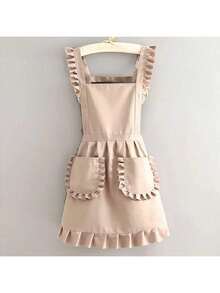 1 قطعة مريلة مطبخ بطراز أميري، لون أحادي مع أربطة للكتف، مريلة قطنية مقاومة للماء مع جيوب للنساء، للطبخ/المطاعم/صالون الأظافر، هدية للأم - متعدد الألوان - مشاهدة 8