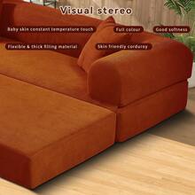 9 Colors Solid Color Corduroy Large Medium Two Size Light Luxury Sit/Lie Convertible Compression Multi-Funtional Sofa Bed Module Free Combination - Orange - View 8