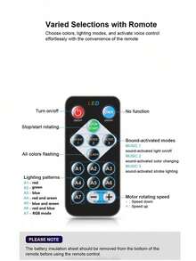 1入組迪斯科鏡球派對燈，聲控DJ燈，帶遙控RGB閃光燈，USB 7種模式LED舞台聚光燈適用於家庭房間卡拉OK音樂節慶祝派對婚禮裝飾表演 - 黑色 - 查看 10