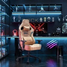 Cadeira Gamer Ergonômica Devoko Com Acabamento, Apoio De Braço 3D, Almofada Lombar E Encosto De Cabeça Em Espuma Viscoelástica, Capacidade Máxima De Carga De 200 Kg, Encosto Ajustável (90-135°) - Laranja Coral - Ver 2