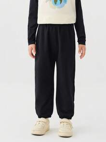 mini bala Kids Pants Spring 2026, Soft Stretchy Casual Elastic Cuff Pants For School - Black - View 1