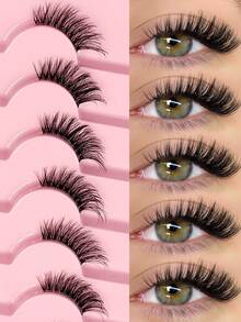 7对Asiteo自然猫眼假睫毛，精致轻盈，透明睫毛梗，新手友好，可重复使用，适合日常及特殊场合。 - 半眼睫毛 - 查看 1