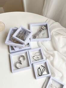 10 件/套粉色 PE 薄膜珠宝包装盒，防水抗氧化，便携式 3D 独立浮动框架膜，适用于戒指、耳环、项链礼品包装情人节返校