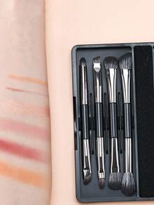 5 piezas Brochas de maquillaje, Brocha de maquillaje de doble extremo, Brocha de base, Brocha de rubor, Cerdas suaves, Brocha de base sin rayas, Brocha de maquillaje multiusos, Aplicación rápida, Apta para viajes, Adecuada para principiantes