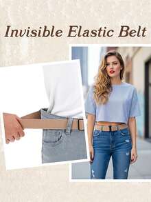 1PCWomen Elastic Stretch Belt Invisible Sweater Tuck Belts With Flat Buckle For Pants Dresses - Multicolor - View 2
