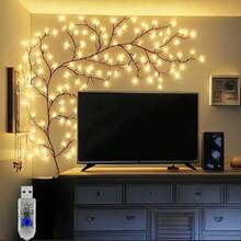 1 X USB-Powered Willow Branch LED Wall Decoration, 96 LED Lights, 5.9 Feet/1.8 Meters Long, Perfect For Living Room, Bedroom, Wedding, Party, Patio, And Garden Lighting Decoration. - 暖白色 - 查看 6