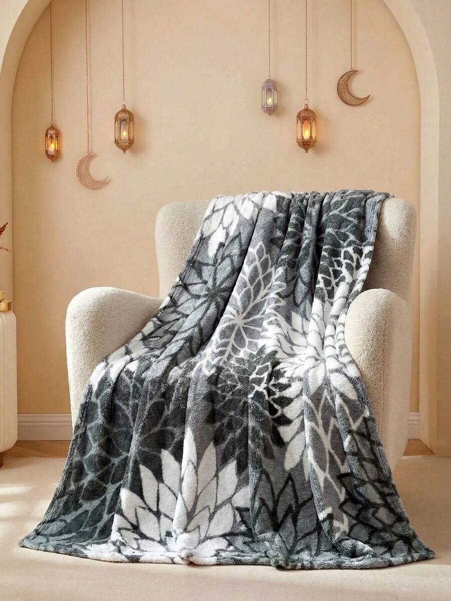 1 pieza Manta de felpa de estilo bohemio jacquard gruesa de piel sintética, suave y cálida, de doble uso como ropa de cama o chal, adecuada para sala de estar, dormitorio, dormitorio, oficina, automóvil, viaje, picnic, fiesta, todas las estaciones