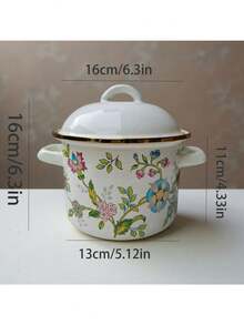 1pc Enamel Pot With Dual Handles, Thick Enamel Small Soup Pot, Multi-Functional Lunch Box, Instant Noodle Pot, Household Lard Jar, Suitable For Induction Cooktop, Can Be Used As Milk Pot, Small Soup Pot - Multi-colored Double-eared Mini Soup Pot - View 2
