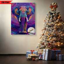 1 Pieza de Decoración de Pared de Elefante - Marco Impreso Digital con Bordes Envueltos, Pintura Colgante de Elefante Estilo Bohemio, Adecuada para Decoración de Sala de Estar, Dormitorio, Baño - Regalo Perfecto para de Inauguración de Casa, Acción de Gracias y Decoraciones Festivas, Diseño Plano 2D, Se Ajusta Perfectamente a la Decoración de la Habitación - Multicolor - Ver 7