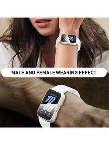 4件套手表壳套装，兼容三星Galaxy Fit 3手表壳，男女通用，四种颜色组合，时尚运动，防摔防刮，采用PC材质，配有高清钢化玻璃屏幕保护膜，触控灵敏，佩戴方便，保护壳可更换。 - 透明+黑色+粉紅色+白色 - 查看 8