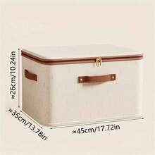 1pc/2pcs/5pcs Modern Foldable Storage Boxes With Zipper Lid And Handle, Linen Fabric, Collapsible Closet Organizers, Rectangular Multi-Purpose Non-Waterproof Storage Bins For Underwear, Bras, Socks, Clothes Drawers, Under Bed - Beige - View 14