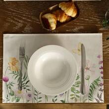 4-Pack Spring Floral Butterfly Placemats, 18x12 Inch Polyester Woven Rectangular Table Mats, Hand Washable Farmhouse Decor For Indoor & Outdoor Dining - Multicolor - View 7