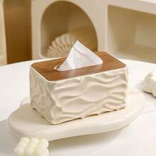 1个波浪形木质纸巾盒套，加厚防水PP材质，适用于客厅、餐厅、浴室、卧室、办公室、酒店等场所，日常使用，亦可作为礼品、国庆节或圣诞节礼物。 - 彩色 - 查看 20