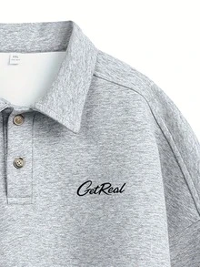 メンズ ビンテージセーター - ルーズフィット 長袖 プルオーバーシャツ ボタンフロントプラケット付き、春/秋のカジュアル＆フォーマルコーデに最適な手入れ簡単ワードローブ必須アイテム - グレー - チェックする 1