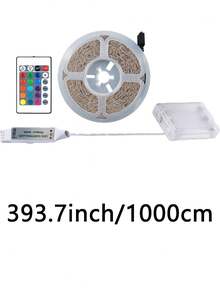 5V RGB LED Strip Light, Battery Box Powered (Batteries Not Included), 24-Key Infrared Remote Control, Cutable Adhesive Backing, Suitable For Party, Bedroom, And Living Room Ambient Lighting. - Multicolor - View 14