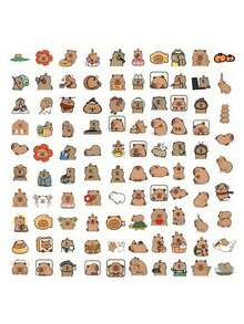 199pcs/Set Cute Capybara PVC Stickers, Suitable For Decorating Laptops, Notebooks, Skateboards, And Guitars. Diverse Styles, One-Time Stickers, Beautiful For DIY Phone Cases And Computer Backplates, Also Essential For School Supplies And Back-To-School Season. - Multicolor - View 14