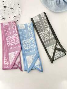 5pcs Women's Paisley & Cashew Print Long Chiffon Scarf Headband, Casual Elegant For Daily, Date, Vacation, Versatile Gift Women Hair Accessories Casual Hair Band Elegant Head Scarf - Multicolor - View 2