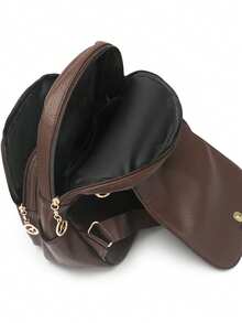 Women's Soft Leather Backpack, Large Capacity Casual Travel Backpack For Ladies, Teenagers And Girls - Brown - View 5