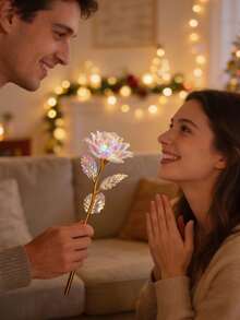 5pcs Shiny Artificial Rose Flowers, Fake Flowers, Glittering Gold And White Roses, Valentine's Day Holiday Gift And Decor Accessories, Gold Foil Flower Chocolate Gift Box Decor, Valentine's Day Decoration, Wedding Supplies, Room And Party Decoration.