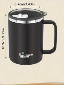 1pc 12oz Stainless Steel Vacuum Insulated Travel Mug With Handle, Double Wall Thermal Coffee Cup With Sliding Lid, Leak-Proof & Spill-Proof Milk/Coffee Cup, Large Capacity Drinkware For Home, School, Office, Camping - Multicolor - View 4