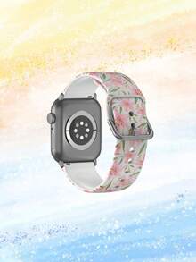 1条简约花卉木兰花图案TPU表带，兼容38/40/41/42/44/45/49mm Ultra/SE/9/10/8/7/6/5/4/3/2/1 - 彩色 - 查看 2