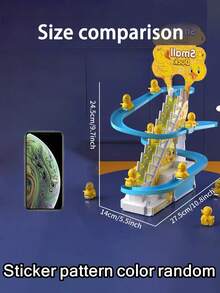 1Set Cute Duck And Fun Automatic Electric Track Slide, Used For Climbing Stairs, Music And Lighting, Assembly, Plastic Toy Stickers,/Household Accessories, Colors, Written Words, Patterns, Shapes Are Random6pcs/1Set Cute Duck And Fun Automatic Electric Track Slide, Used For Climbing Stairs, Music And Lighting, Assembly, Plastic Toy Stickers,/Household Accessories, Colors, Written Words, Patterns, Shapes Are Random - Multicolor - View 2