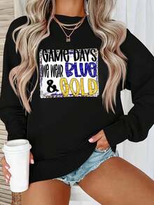 Crew Neck Sweatshirt In Fiber With Letter Pattern W591507 - Black - View 1