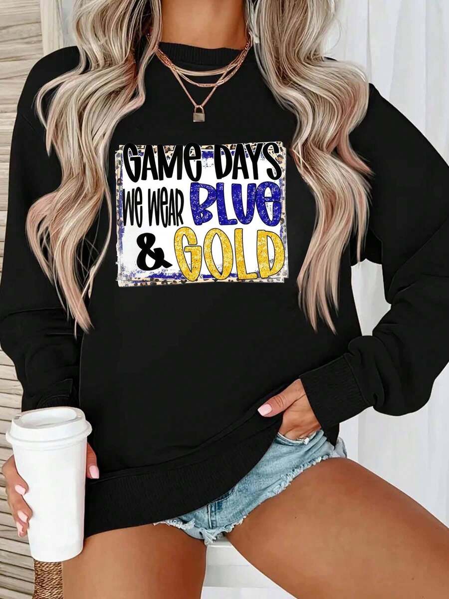 Crew Neck Sweatshirt In Fiber With Letter Pattern W591507 - Black - View 1