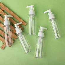 5pcs 100ml Portable Thickened Plastic Transparent Buckle Pump Extrusion Bottle, Shampoo Shower Gel Makeup Tools - Clear - View 4
