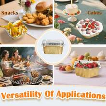 100pcs Disposable Cake Boxes With Lid, Bulk Bakery Packaging For Cakes, Desserts & Pastry Display - 金色 - 查看 4