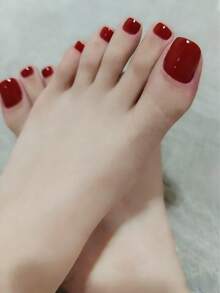 54件套红色女士美甲套装，包括30片杏仁形手部假指甲，24片脚部美甲假指甲，附赠指甲锉，时尚礼品，完美搭配的美甲用品 - 紅色 - 查看 4