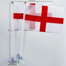 1 Set England Flag (1pc England Window Hanging Flag + 5pcs England Hand Wave Flags + 5pcs Cross-Hole Transparent PVC Plastic Suction Cups), Easy Display On Walls, Doors, Or Rearview Mirrors, Perfect For Office, Car Decor, Home Decor, Sports Games