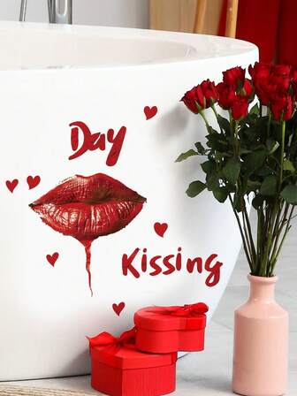 1PC – Wallpaper –[Love]Decorations Home Self-Adhesive Wallpaper Removable Wall Stickers For Wall Decor Living Room, Living Room Decor, Window Stickers – Cute & Creative Wall Decor For Fridge Toilet Room Decor Bedroom Decor – Valentine's Day Romantic Heart Theme Couple Gift Decorative Stickers