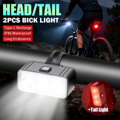1pc USB Rechargeable Bicycle Light, High Brightness Front Light, Suitable For Night Riding, Waterproof, Easy To Install, Applicable For Road, Mountain And Night Riding (Bicycle Accessory)